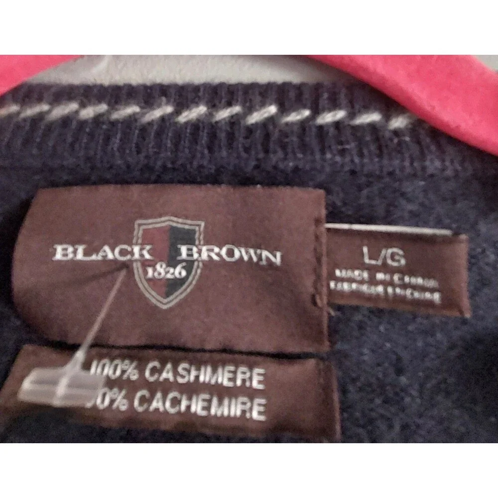 BLACK  BROWN 1826 Sweater Men Size L/G,100% Cashmere,Blue Marine, Very Soft,good
